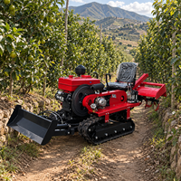 Tracteur à chenilles 25 CV avec butteur pour le buttage et la création de sillons dans les champs de légumes, idéal pour les petites exploitations et les allées de culture étroites