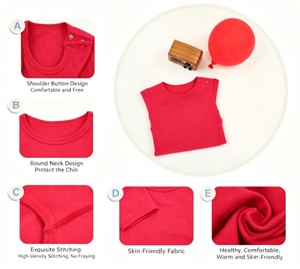 ชุดจั๊มสูทเด็กสีพื้นพร้อมกระดุมแป๊กไหล่ซ้าย ผ้าถักจากผ้าฝ้ายแท้ - Product Image 6