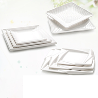 Plaque chauffante pour salade plate de riz en mélamine en plastique de forme carrée écologique pour restaurant