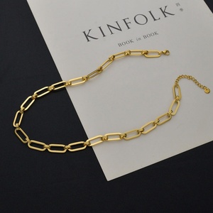 Bracelet et Collier Unisexe en Acier Inoxydable Plaqué Or 14 carats, Chaîne Tendance Maille Boîte, Maille Trombone, Maille Rolo, pour Usage Quotidien et Mariage - Product Image 6