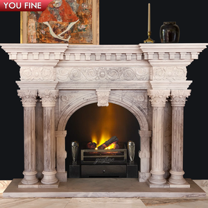 Cheminée classique en marbre sculpté à la main en pierre naturelle d'intérieur - Product Image 6