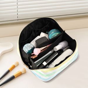Striped Canvas Cosmetic Bag Zipper <b>Makeup</b> <b>Case</b> Portable Toiletry Pouch for Travel School - Product Image 5