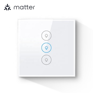 Interruptor inteligente con WiFi Matter, interruptor <span class=keywords><strong>de</strong></span> luz estándar <span class=keywords><strong>de</strong></span> la UE, funciona con <span class=keywords><strong>Apple</strong></span> Home, Google <span class=keywords><strong>Alexa</strong></span>, 3 bandas, 10A, máx., 240V, cristal, 86 Uds. - Product Image 6