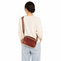 Tas Selempang Kecil Wanita Model Vintage dari Kanvas dan Kulit Asli untuk Sehari-hari