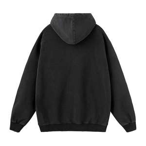 Sweat à capuche pour homme, coupe oversize, imprimé vintage, 100% coton tricoté, anti-rétrécissement, manches courtes, logo frontal, effet délavé, chaud pour l'hiver - Product Image 3