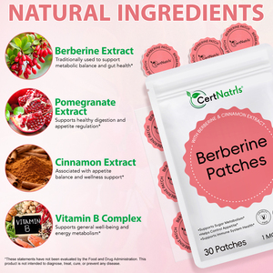 CertNatrls - Parches Transdérmicos de Berberina con Extracto de <span class=keywords><strong>Plantas</strong></span> <span class=keywords><strong>para</strong></span> la Boca, Nariz y Cuerpo, que Favorecen el Metabolismo del Azúcar - Product Image 2