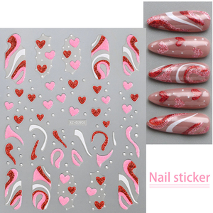 1 unidad de pegatinas 3D para uñas con diseño de corazón de amor, calcomanías adhesivas, rojo, rosa, <span class=keywords><strong>San</strong></span> Valentín, decoración de uñas, deslizadores, <span class=keywords><strong>manicura</strong></span> - Product Image 5