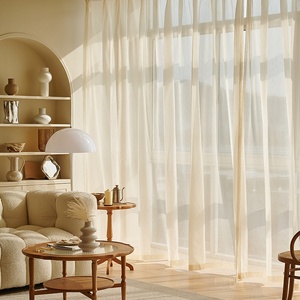 Rideau de balcon de luxe haut de gamme en polyester plissé translucide de style français <span class=keywords><strong>blanc</strong></span> rêveur, filtrant la lumière, pour toutes les saisons, salon - Product Image 3