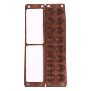Palette d'aquarelle pliable en bois Wood Rhythm, 16 compartiments ronds, fermeture magnétique, fournitures artistiques portables pour étudiants - Product Image 1