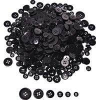 400 Buah Kancing Baju Hitam untuk Kerajinan Pria, Campuran Kancing Jahit 2 dan 4 Lubang