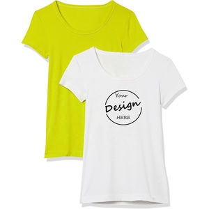 OEM personalizado de peso pesado 200gsm algodón mujeres Camiseta cómoda Casual Street Wear Deep Crew Neck Color en blanco cuello redondo Camiseta - Product Image 6