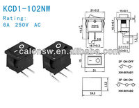 Venta caliente Mini interruptores basculantes 21*15mm negro 3 pines 6A 250VAC T125 55 interruptores basculantes
