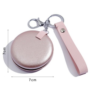 Stylish Double-sided <strong>Mirror</strong> With Keyring and Personalized <strong>Leather</strong> <strong>Strap</strong> Custom <strong>Leather</strong> Portable <strong>Mirrors</strong> - Product Image 2