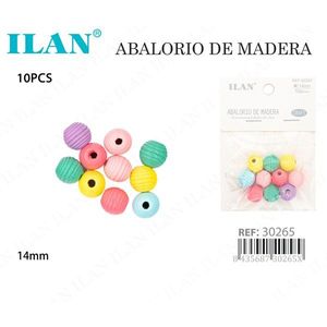 Perline in legno Ilan da 14 mm multicolori con scanalature a spirale per la creazione di gioielli - Product Image 3