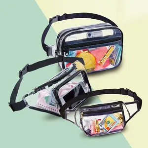 Sac de ceinture personnalisé imperméable et mignon, porte-monnaie Transparent en PVC, sac banane réglable pour femmes et hommes