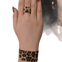 Bracelet tendance transfrontalier classique imprimé léopard Miyuki en fer style bohème minimaliste, bracelets perlés à la mode