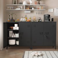 Armoire de rangement en acier moderne et durable avec portes doubles verrouillables et étagères réglables pour la maison, le bureau, le garage, le café