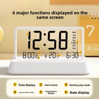 Réveil électronique pour les élèves, affichage numérique LCD, fonction de répétition silencieuse, horloge de table intelligente transparente, batterie