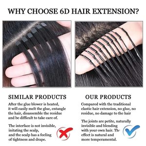 Extensioni <span class=keywords><strong>per</strong></span> <span class=keywords><strong>capelli</strong></span> 6D con nastro adesivo, 12/28 pollici, bionde, liscie naturali, in <span class=keywords><strong>capelli</strong></span> umani, permanentabili e tinturevoli, senza tracce, 10 pezzi/confezione - Product Image 6