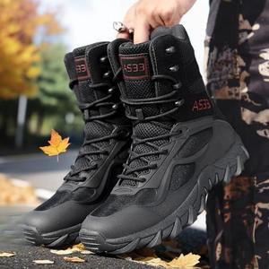 Bottes tactiques montantes de style <span class=keywords><strong>militaire</strong></span> pour hommes - Chaussures de randonnée, de travail et d'escalade en extérieur, pour la jungle et le désert (tissu en maille KPU) - Product Image 1