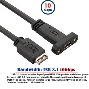 Xput 0.5m USB 3.1 Type-<span class=keywords><strong>C</strong></span> <span class=keywords><strong>C</strong></span>âble femelle Extension de gaine en nylon avec vis de montage sur panneau Compatible avec USB 3.1 Type <span class=keywords><strong>E</strong></span> à Type <span class=keywords><strong>C</strong></span> - Product Image 4