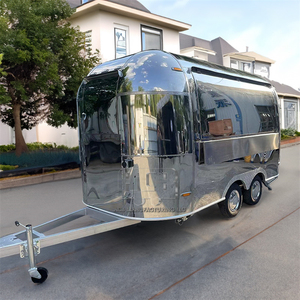 New Original Catering Trailer Coffee Truck Stainless Steel Aluminum 4-Wheel <b>Foldable</b> <b>Cart</b> Candy Food US - Product Image 1