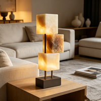 Lampe de bureau en albâtre naturel, pilier brun, vente en gros directe d'usine, finition personnalisée, lampe de table pour salon