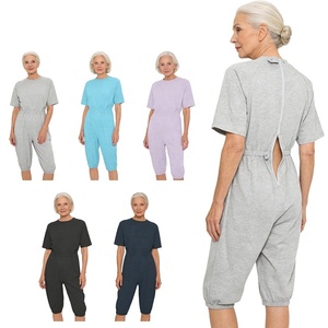 ชุดจั๊มสูทแขนสั้นสำหรับผู้สูงอายุและผู้มีความต้องการพิเศษสำหรับผู้หญิง  ป้องกันการหลุดร่วง  ออกแบบเพื่อการดูแลพิเศษ - Product Image 1