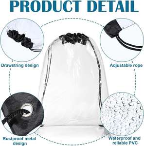 Custom Logo Plastic PVC Clear Draw String Bags for Sports Swimming Beach See Through Transparent Rucksack <b>Drawstring</b> <b>Backpack</b> - Product Image 4