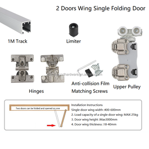 GOOD Furniture <strong>Wardrobe</strong> Soft Close <strong>2</strong>-Fold Sliding System Hotel <strong>Wardrobe</strong> <strong>2</strong> <strong>Doors</strong> Wing Single Folding <strong>Door</strong> <strong>Door</strong> Mount Single - Product Image 4