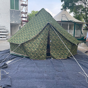 Tente pyramidale camouflage en toile imperméable quatre saisons, grande capacité, une chambre, pour camping en plein air - Product Image 1