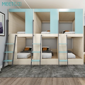 Ensemble de chambre à coucher en bois de style moderne, lit superposé pour 2 à 4 personnes, idéal pour les dortoirs d'étudiants, les auberges de jeunesse, les appartements, les entrepôts, les hôtels, les hôpitaux - Product Image 4