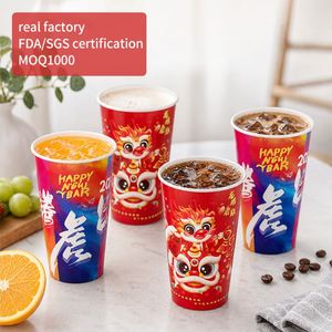 Vaso de Plástico Desechable Personalizado de 16oz, Estilo Chino Loong, para Vino, Té con Leche, Limonada, Fiestas, PP - Product Image 1