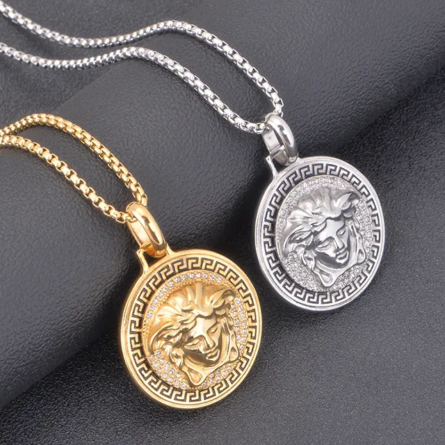 2021 Hot New Products Hip Hop Pendant Coin Necklace Dubai Stainless Steel New Gold Chain Design for Men jewelry