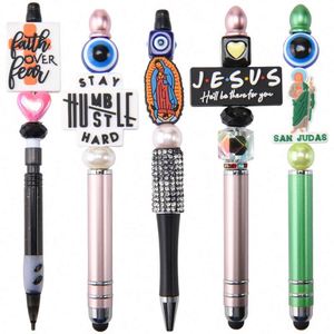 Cuentas de silicona God Focal Beads para la fabricación de bolígrafos, amuleto de bolígrafo bendecido, cuentas focales de fe, amuleto de silicona de la Virgen María para bolígrafo - Product Image 1