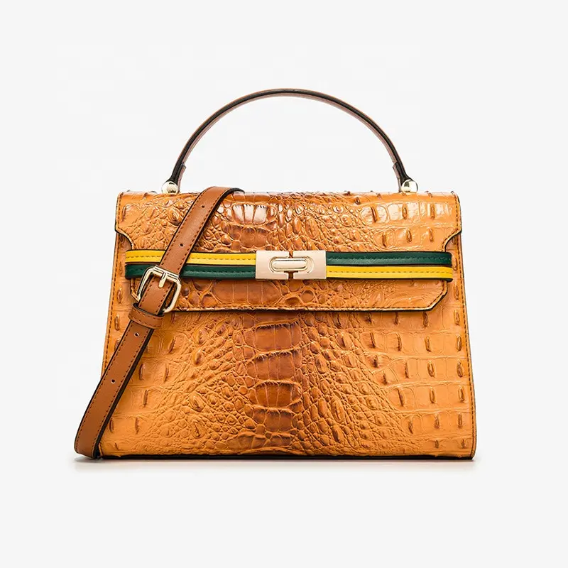 Diophy 2023 New Fashion Ladies Shoulder Bag Pu Leather Crocodile Pattern Designer Bag Luxury Handbag For Women