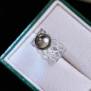 Support de bague en argent S925, bijoux fantaisie DIY, perles rondes de 10 à 13 mm, accessoires 10450 avec perles, support vide pour bague, bijoux - Product Image 3