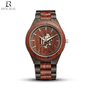 ROYAL BEAR 2021 Etsy Amaozn Wish Best seller Engraved <b>Wood</b> Skeleton <b>Watch</b> For Men With Custom Logo - Product Image 4