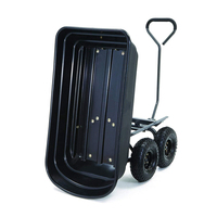 Chariot à outils de jardinage de grande capacité Chariot à benne basculante en poly Mini Dumper avec cadre en acier et pneus pneumatiques de 10 pouces