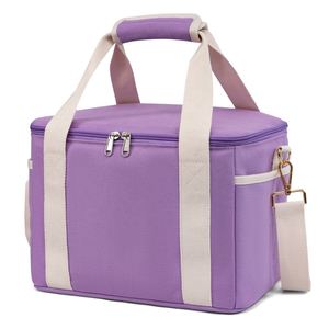 Outdoor Canvas Insulated Cooler Bag Travel <b>Tote</b> Bag Canvas Lunch Bags with Shoulder Strap - Product Image 2