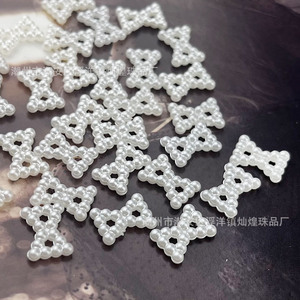 Pinzas para el Cabello con Lazo de Perlas, Color Blanco Perla, Acrílico, Joyería DIY, Accesorios para Bodas - Product Image 3