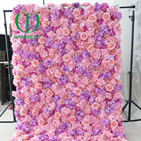 Dinding Bunga 3D 5D Mawar Ungu Pink Hydrangea Artificial Real Touch untuk Dekorasi Fotografi Pesta Pernikahan