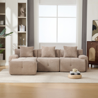 Canapé modulaire sectionnel en forme de L, surdimensionné, 3 places, convertible, capitonné, avec assise profonde