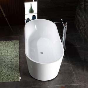 Moderna Bañera Ovalada de Acrílico con Grifo, Escurridor de Tela Estilo <span class=keywords><strong>Hamaca</strong></span>, Bañera Independiente para Uso en Baños Interiores de Hoteles y Villas - Product Image 3