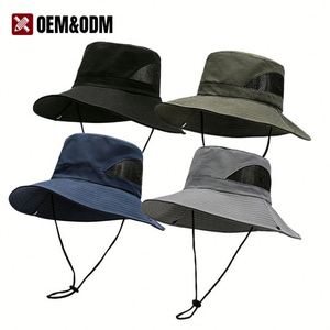 Chapeaux de pêcheur universels ajustables pour hommes et femmes, pour une utilisation en extérieur, chapeaux de randonnée respirants à large bord en maille personnalisée - Product Image 2