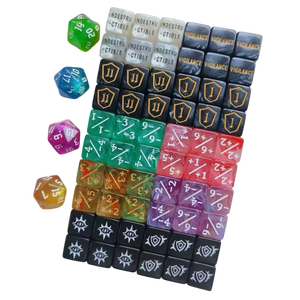 Набор игральных кубиков MTG D6 16 мм с плюсом и минусом для настольных ролевых игр, пластиковые кубики D20 с цифрами, 64 шт. в комплекте - Product Image 1