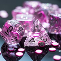 Pour 6 couleurs 7 pièces en résine polyédrique Logo personnalisé jeu de dés pour RPG Donjons Dragons Emballage personnalisable taille Standard adulte