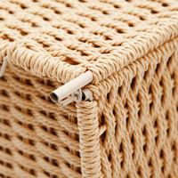 Panier à linge en osier et rotin kaki grande capacité, panier de rangement en papier tressé style nordique minimaliste pour l'organisation de la maison