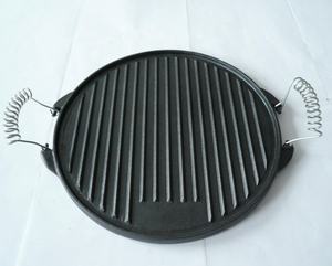 Poêle à griller classique en fonte pré-culottée, matériau métallique durable, écologique et alimentairement sûr pour rôtir et sauter les légumes - Product Image 3