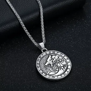 Hombres nórdico vikingo eslavo Lobo runa 316 joyería de acero inoxidable joyería de moda fina 18K Pvd chapado en oro colgante collares hombres - Product Image 4